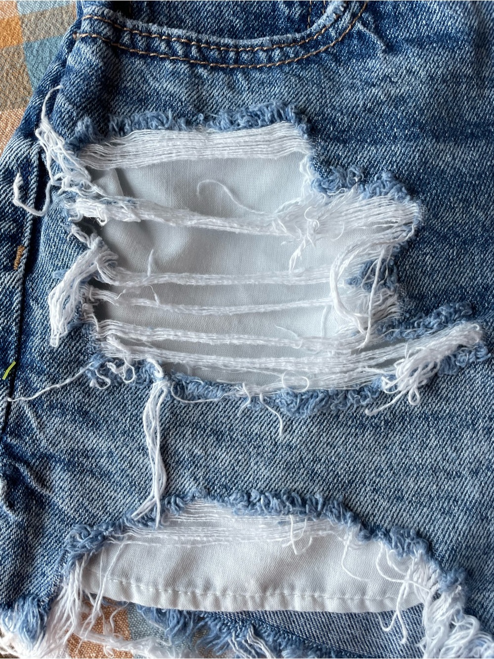 American Eagle Women’s Distressed Denim Shorts - Blue - Picture 8 of 10